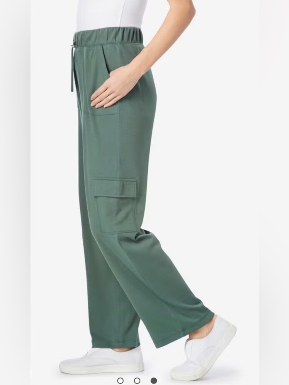 Woman Within Olive Green Pull
on Knit Cargo Pants. Sz M